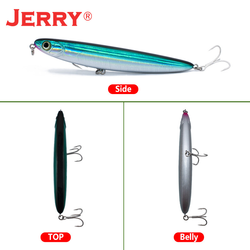 „Jerry Surface“ pieštukas, plaukiojantis masalas, 110 mm/4,5 colio „Topwater Stickbait“ barškantis uolienų spiningas žvejybos kietas masalas, skirtas ešerių žvejybai
