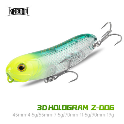 Kingdom Z-Dog 3D holograma Topwater žvejybos masalas 4,5 g 7,5 g 11,5 g 19 g dirbtinis plūduriuojantis kietas masalas, pieštukas Minnow paviršiniai masalai