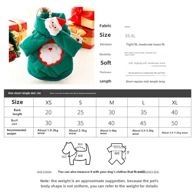 Kutyaruha Őszi/téli vastag macska hercegnő karácsonyi sál pamut kabát kis kutya maci házi kedvenc