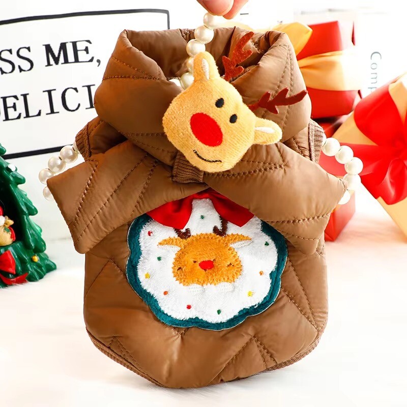 Kutyaruha Őszi/téli vastag macska hercegnő karácsonyi sál pamut kabát kis kutya maci házi kedvenc