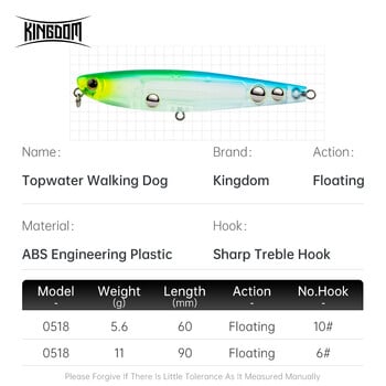 Kingdom Topwater Surface Pencil риболовни примамки 60 mm 5.6 g 90 mm 11 g Swimbaits плаващи изкуствени твърди примамки риболовни принадлежности примамка