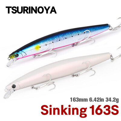 TSURINOYA 163S Ultra Long Casting Потъваща примамка за морски риболов STINGER 163mm 34.2g Лаврак тон соленоводни големи твърди примамки