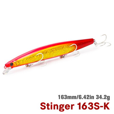 TSURINOYA 163S Itin ilgas liejimas skęstantis Minnow jūros žvejybos masalas STINGER 163 mm 34,2 g ešerių tunų sūraus vandens dideli kieti masalai