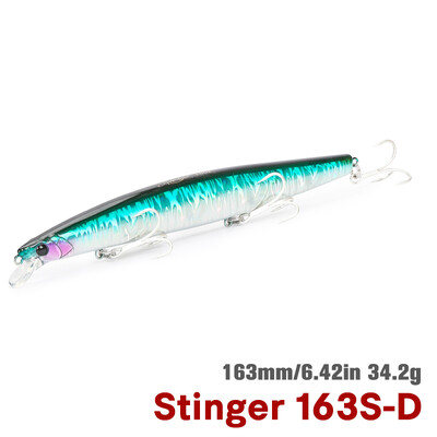 TSURINOYA 163S Itin ilgas liejimas skęstantis Minnow jūros žvejybos masalas STINGER 163 mm 34,2 g ešerių tunų sūraus vandens dideli kieti masalai
