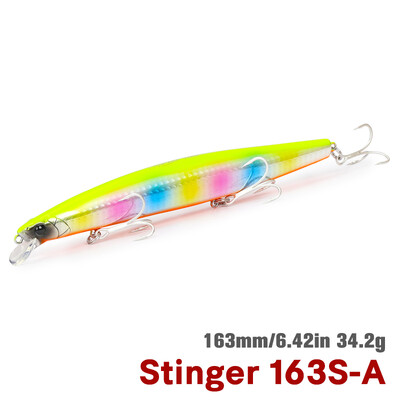 TSURINOYA 163S Itin ilgas liejimas skęstantis Minnow jūros žvejybos masalas STINGER 163 mm 34,2 g ešerių tunų sūraus vandens dideli kieti masalai