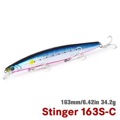 TSURINOYA 163S Itin ilgas liejimas skęstantis Minnow jūros žvejybos masalas STINGER 163 mm 34,2 g ešerių tunų sūraus vandens dideli kieti masalai