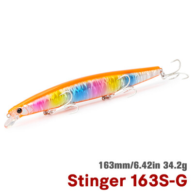 TSURINOYA 163S Itin ilgas liejimas skęstantis Minnow jūros žvejybos masalas STINGER 163 mm 34,2 g ešerių tunų sūraus vandens dideli kieti masalai