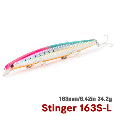TSURINOYA 163S Itin ilgas liejimas skęstantis Minnow jūros žvejybos masalas STINGER 163 mm 34,2 g ešerių tunų sūraus vandens dideli kieti masalai