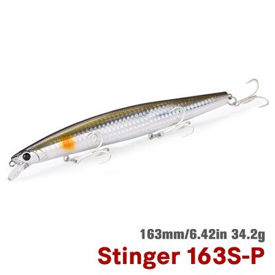 TSURINOYA 163S Itin ilgas liejimas skęstantis Minnow jūros žvejybos masalas STINGER 163 mm 34,2 g ešerių tunų sūraus vandens dideli kieti masalai