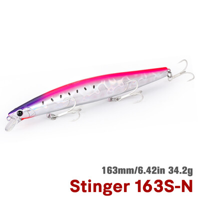 TSURINOYA 163S Itin ilgas liejimas skęstantis Minnow jūros žvejybos masalas STINGER 163 mm 34,2 g ešerių tunų sūraus vandens dideli kieti masalai