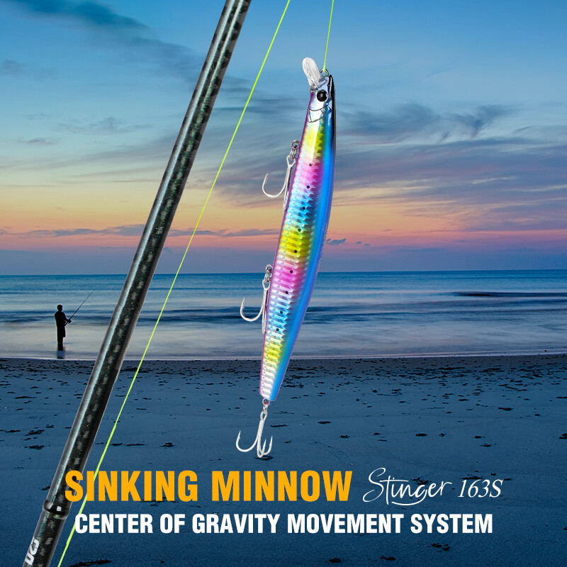 TSURINOYA 163S Itin ilgas liejimas skęstantis Minnow jūros žvejybos masalas STINGER 163 mm 34,2 g ešerių tunų sūraus vandens dideli kieti masalai