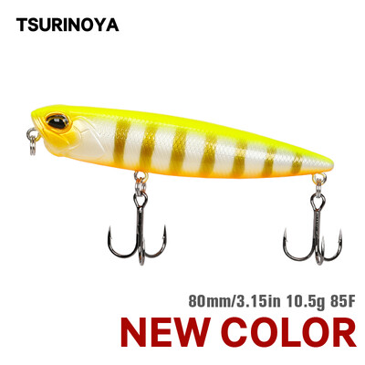 TSURINOYA úszó ceruzás horgászcsali DW59 85mm 10,5g Topwater Crankbait Bass Snakehead Hard Baits úszó, Long Casting Jerkbait