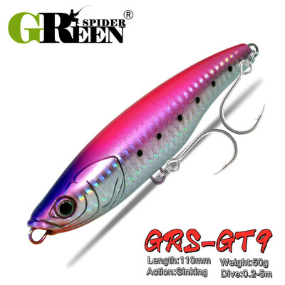 GREENSPIDER GT Merevee kalapüügikepp tehissööt Merepüügi lant Stickbait Pliiatspeibutis uppuv 110mm 50g