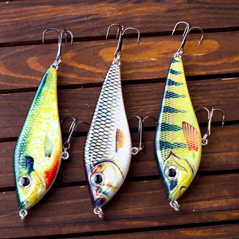 CCLTBA Sklandytuvas Jerkbait 7cm/7,5cm Kietieji masalai Žvejybos masalai Plastikiniai dirbtiniai vobleriai Barškučiai masalai Lydekos ešeriai Žūklės trūkčiojimo reikmenys