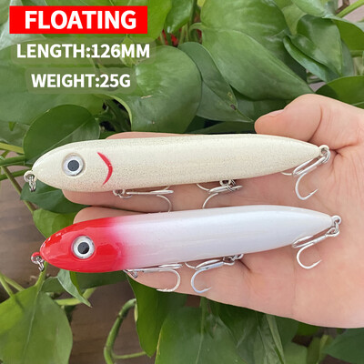 1Gb 126mm 25g Zīmuļa ēsma Lielo karpu makšķerēšanas māneklis Top Water Walk Doggy Chatter Beast Pesca Isca Artificial Spook Hard Bait 9018