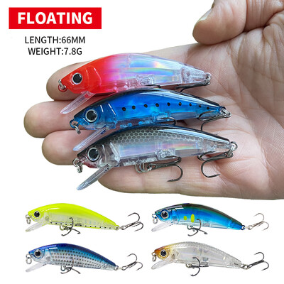 66mm 7,8G plaukiojantis Minnow Jerkbait vobleriai lydekų upėtakių karpių žvejybos masalas Isca dirbtinis masalas Topwater Hard Bait 9138