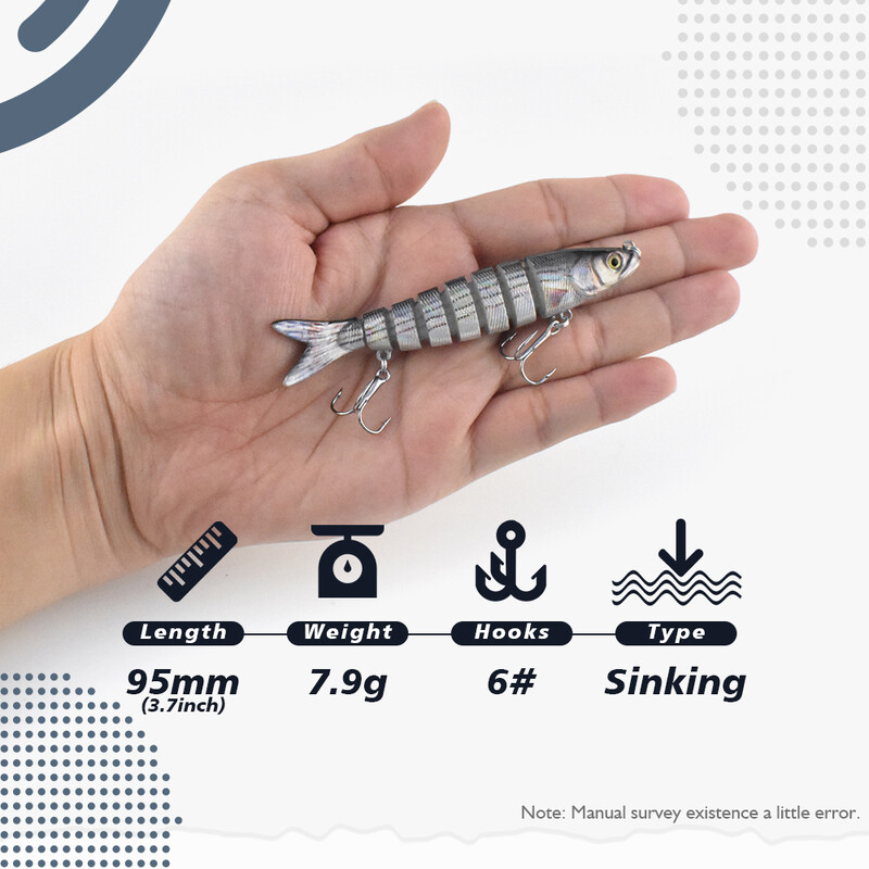 1 vnt 8 sekcijų Mini Multi Joint Mimow skęstantis rankomis raižytas ABS kietas masalas Gėlavandenis masalas Jūros žvejybos masalas Kalmarų masalas