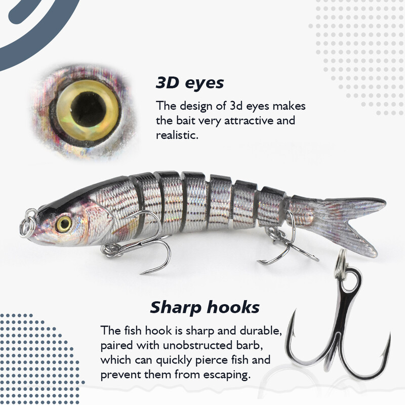 1 vnt 8 sekcijų Mini Multi Joint Mimow skęstantis rankomis raižytas ABS kietas masalas Gėlavandenis masalas Jūros žvejybos masalas Kalmarų masalas