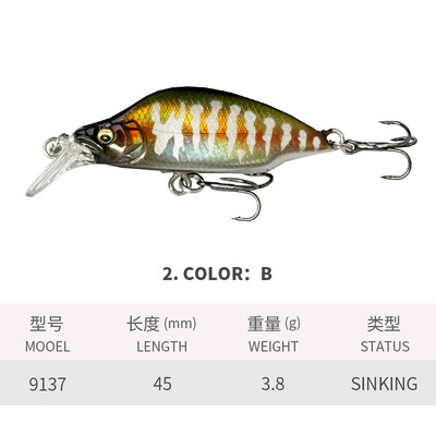 1vnt Skęstantis Minnow 45mm 3,8g Japan Design Stream žvejybos masalas Jerkbait Vobleriai Upėtakių ešerių ešerių reikmenys Isca Artificial 9137