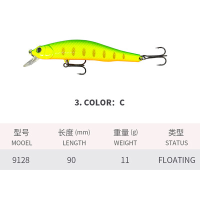 1 vnt 90 mm 11 g plūduriuojantis Minnow ežero žvejybos masalas Isca Pesca dirbtinis upėtakių karpių žvejybos Minnow vobleris dirbtinis masalas 9128