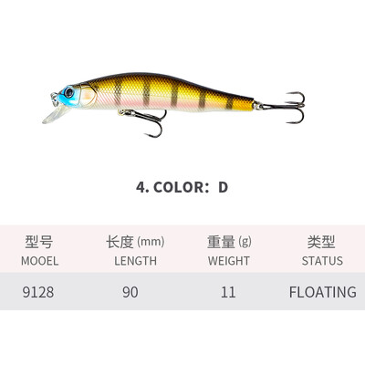 1 vnt 90 mm 11 g plūduriuojantis Minnow ežero žvejybos masalas Isca Pesca dirbtinis upėtakių karpių žvejybos Minnow vobleris dirbtinis masalas 9128