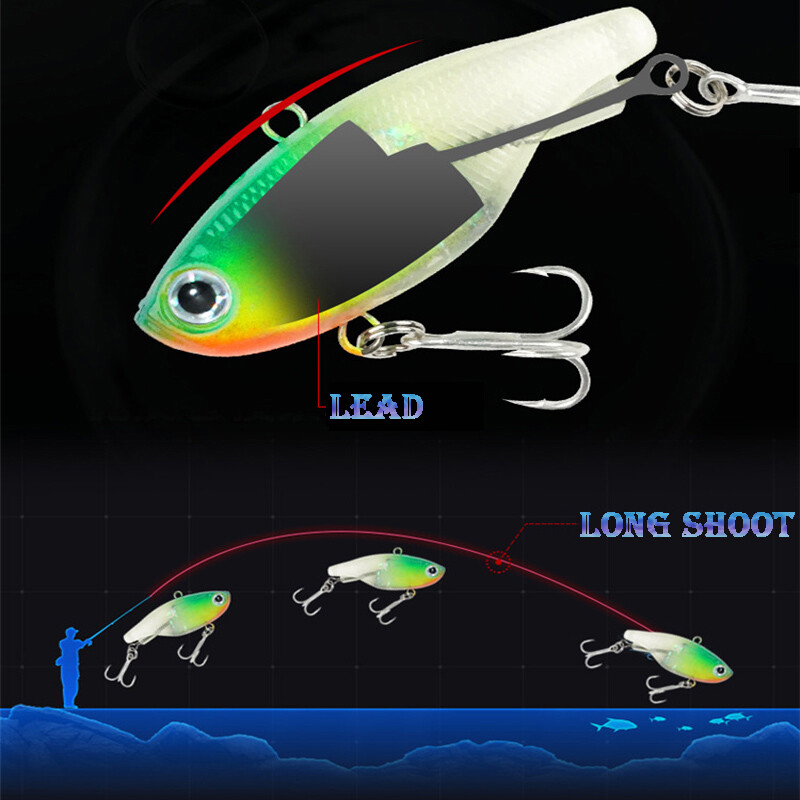 Minkštos žvejybos besisukančios masalo programinė įranga VIB silikoniniai masalai 13g 18g Jig Vibrate Tackle Skęstantys Crankbaits Spinner Bass Lydekos ešeriai 1vnt.