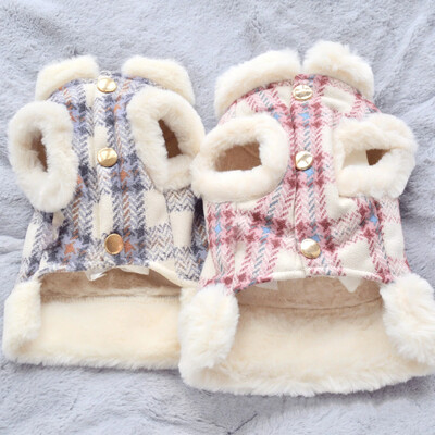 Rudens/ziemas silta suņa veste ar vilnas oderi Teddy Bear Mazas šķirnes kaķu mājdzīvnieku apģērbu vairumtirdzniecība Valkājams suņa mēteļa jaka