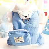 Kutyaruhák őszi/téli vastag aranyos deréktáska négylábú pamutkabát kis kutya maci házi kedvenc