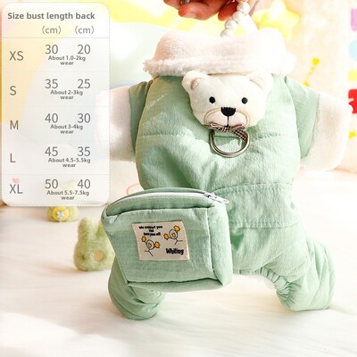 Kutyaruhák őszi/téli vastag aranyos deréktáska négylábú pamutkabát kis kutya maci házi kedvenc