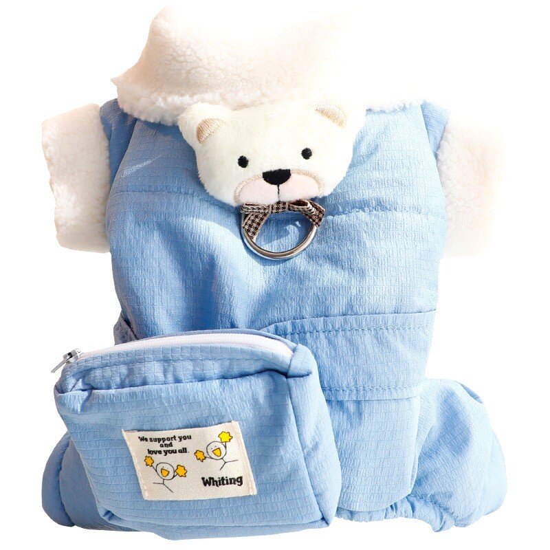 Kutyaruhák őszi/téli vastag aranyos deréktáska négylábú pamutkabát kis kutya maci házi kedvenc