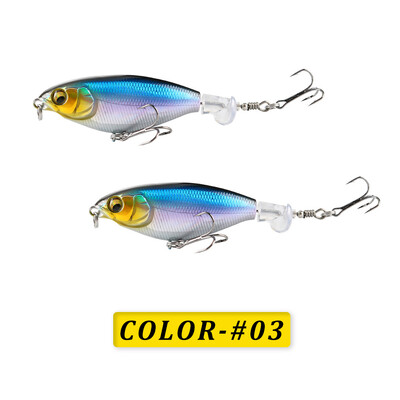 2 vnt Whopper Popper žvejybos masalas, skirtas basoms šamams lydekoms, plūduriuojantis pieštukas, besisukantis uodega, gėlo vandens sūraus vandens 75 mm/95 mm