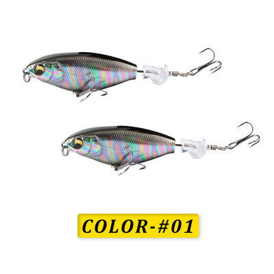 2 vnt Whopper Popper žvejybos masalas, skirtas basoms šamams lydekoms, plūduriuojantis pieštukas, besisukantis uodega, gėlo vandens sūraus vandens 75 mm/95 mm