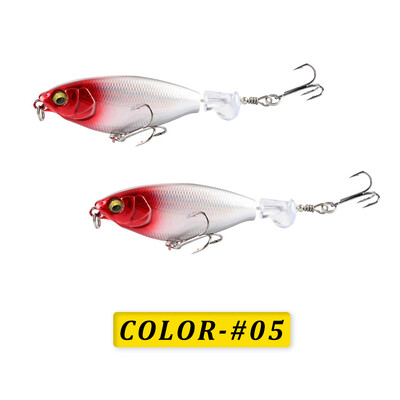 2 vnt Whopper Popper žvejybos masalas, skirtas basoms šamams lydekoms, plūduriuojantis pieštukas, besisukantis uodega, gėlo vandens sūraus vandens 75 mm/95 mm