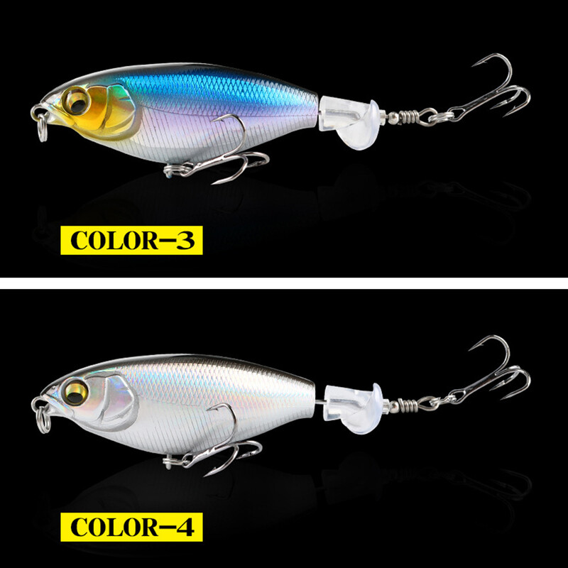 2 vnt Whopper Popper žvejybos masalas, skirtas basoms šamams lydekoms, plūduriuojantis pieštukas, besisukantis uodega, gėlo vandens sūraus vandens 75 mm/95 mm