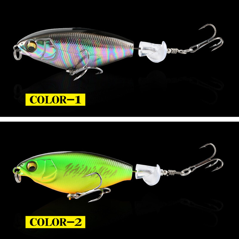 2 vnt Whopper Popper žvejybos masalas, skirtas basoms šamams lydekoms, plūduriuojantis pieštukas, besisukantis uodega, gėlo vandens sūraus vandens 75 mm/95 mm