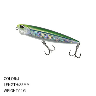 85 mm, 11 g peldošs zīmuļa makšķerēšanas māneklis Topwater Walking the Dogs Saldūdens peldēšanas vobleris līdakas basu mākslīgās cietās ēsmas