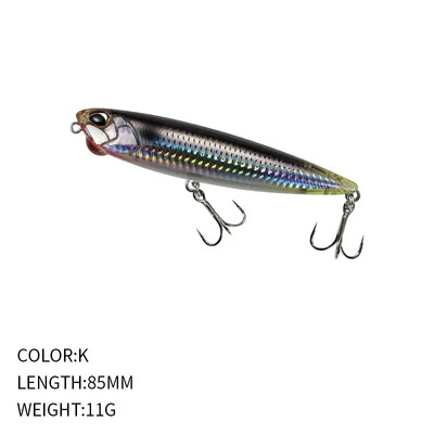 85 mm, 11 g peldošs zīmuļa makšķerēšanas māneklis Topwater Walking the Dogs Saldūdens peldēšanas vobleris līdakas basu mākslīgās cietās ēsmas