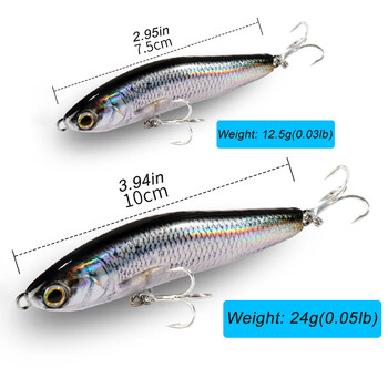 Потъващ молив 12,5 g 24 g система за тежести за риболовна примамка Jerkbait Popper Hook Swimbait Pesca Tackle Cast Deep Minnow Силиконова стръв