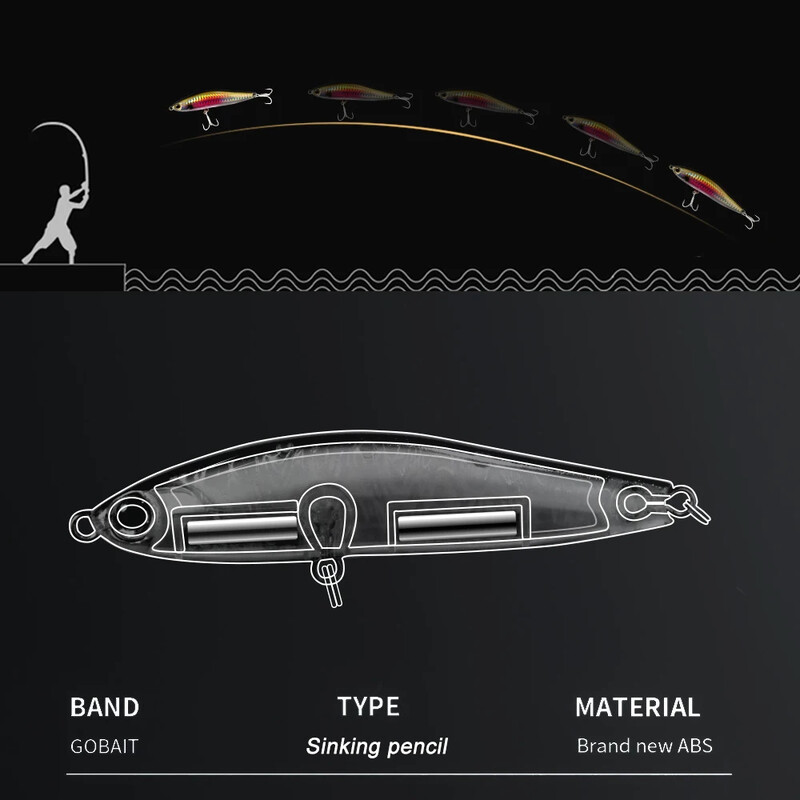 Skęstantis pieštukas 12,5 g 24 g žvejybos masalo svorio sistema Jerkbait Popper Hook Swimbait Pesca Tackle Cast Deep Minnow silikoninis masalas
