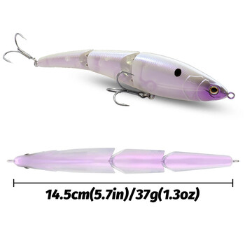 Swimbait 37g 14.5cm Multi Joint Lure Бавно потъващ молив Метални съединения VIB Pesca Pike Treble Куки Шарански риболовни принадлежности Твърда стръв