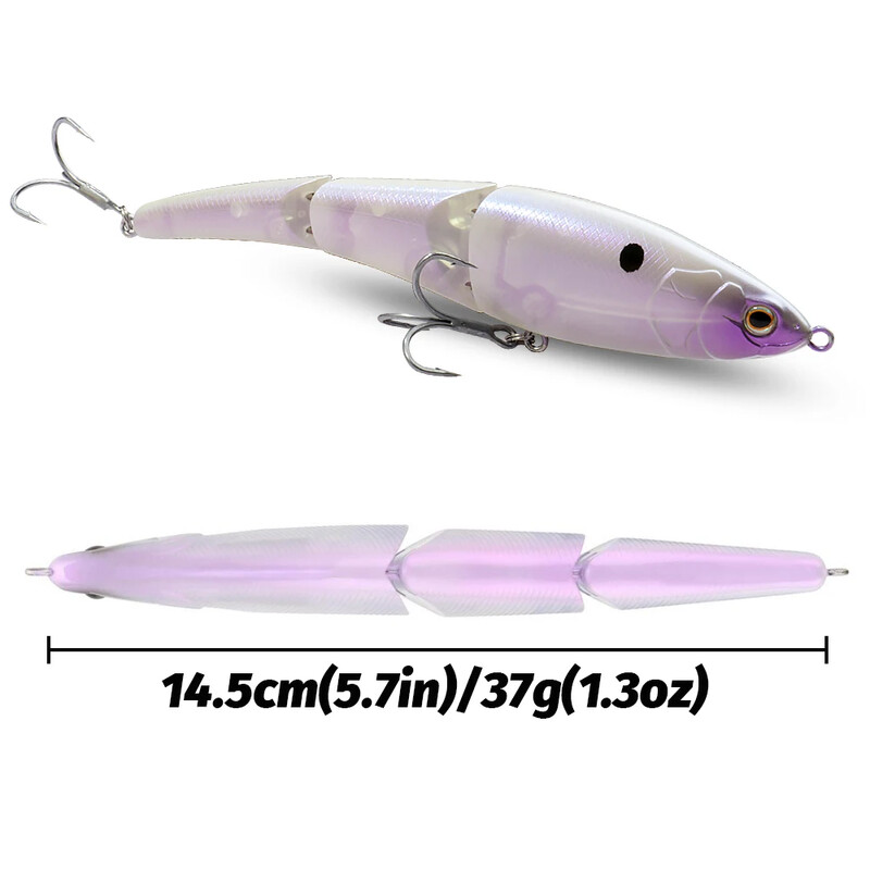 Swimbait 37 g 14,5 cm kelių sąnarių masalas Lėtai skęstantis pieštukas metaliniai sujungimai VIB Pesca lydekos treble kabliukai karpių žvejybos reikmenys kietas masalas