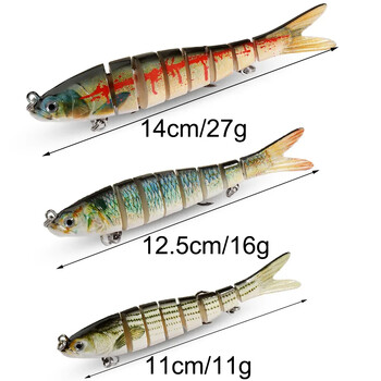 3PCS Swimbait 11g 16g 27g Multi Joint Lure Sinking Bionic Swimming Jerkbait Pesca Bass Treble Hook Carp риболовни принадлежности Твърда стръв