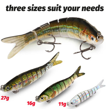 3PCS Swimbait 11g 16g 27g Multi Joint Lure Sinking Bionic Swimming Jerkbait Pesca Bass Treble Hook Carp риболовни принадлежности Твърда стръв