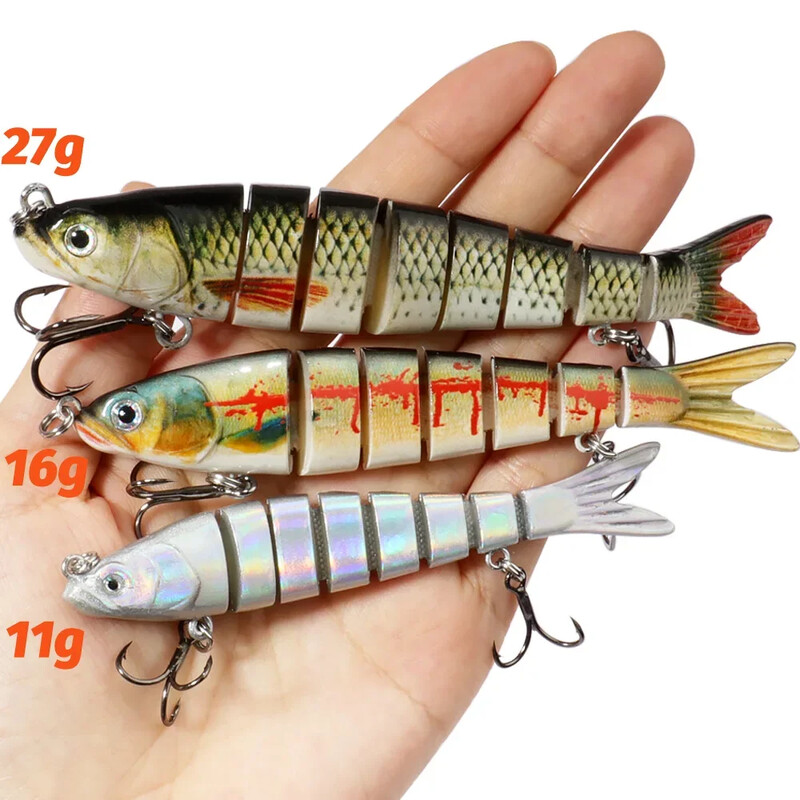 3 vnt. Swimbait 11g 16g 27g Multi Joint Lure Skęstantis Bionic Swimming Jerkbait Pesca Bass Treble Hook Karpių žvejybos reikmenys kietas masalas