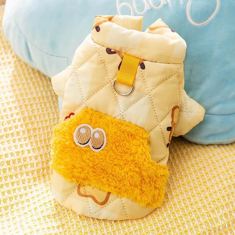 Creative Toast Printed Teddy Liemenė Žiemos Šiltas Dviejų Kojų Medvilninis Kailis Šuniukas Minkšti Drabužiai Pastorinti Šuo pūkinė striukė