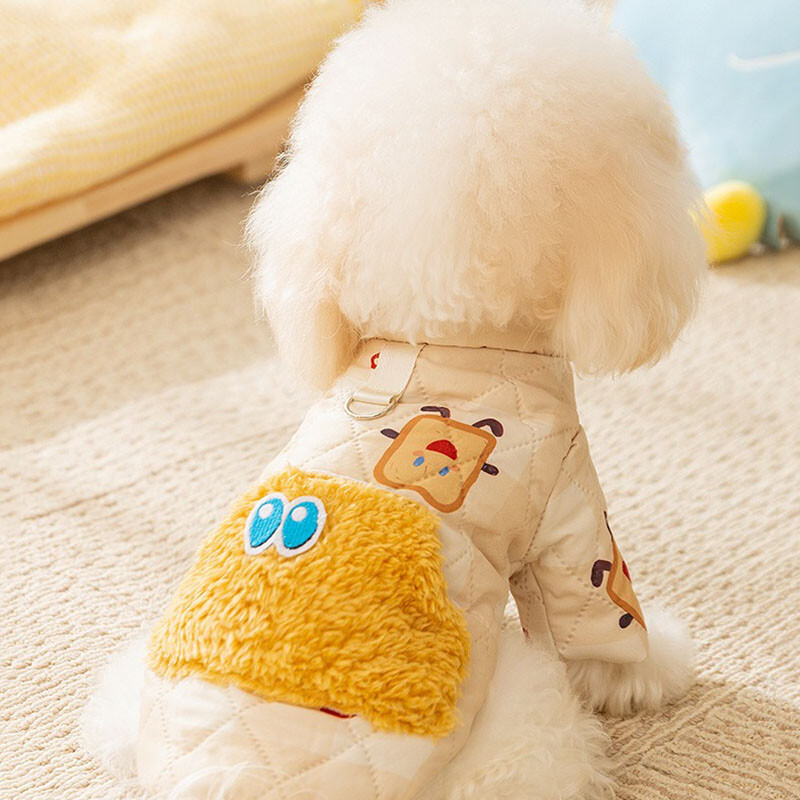 Creative Toast Printed Teddy Liemenė Žiemos Šiltas Dviejų Kojų Medvilninis Kailis Šuniukas Minkšti Drabužiai Pastorinti Šuo pūkinė striukė