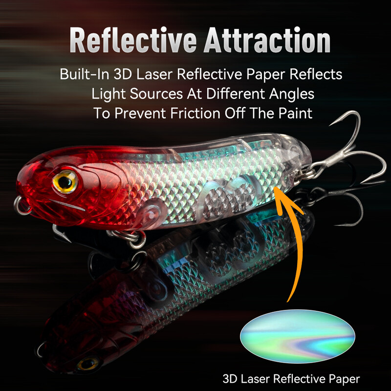 Kingdom Floating Pencil Naluca de pescuit Topwater 4.5g 7.5g 11.5g 19g Holograma 3D Nalucă artificială Minnow Hard Momeli de suprafață