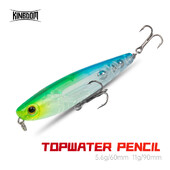 Kingdom Z Dog Topwater Surface pieštukas žvejybos masalai 60mm 5,6g 90mm 11g Treble Hook Z-Claw plūduriuojantis kietas masalas dirbtinis pieštukas