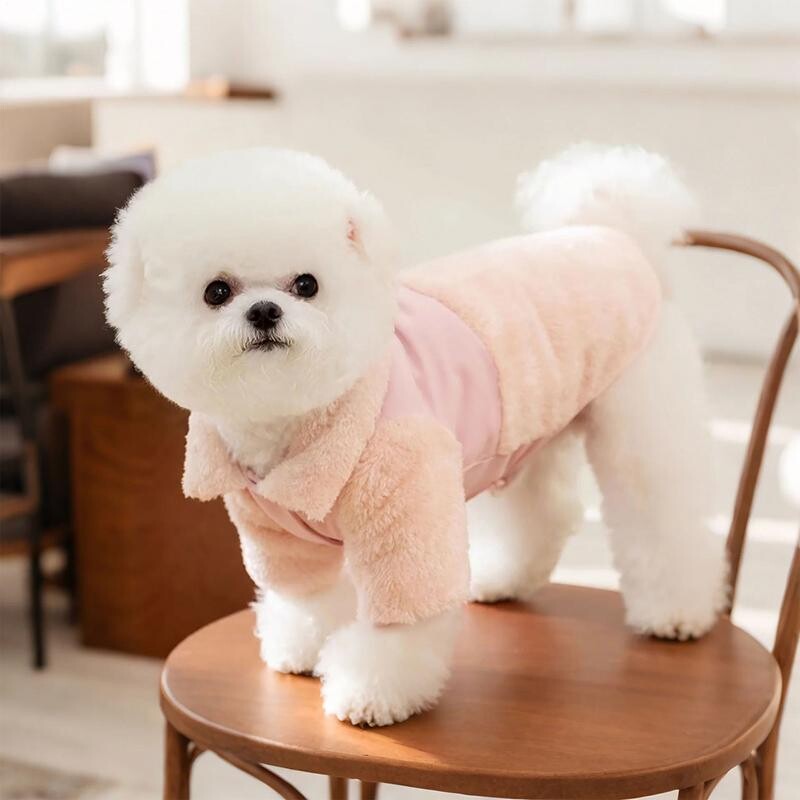 Žieminiai šunų rūbai Šilti šuniuko paltai šaltam orui su virvės žiedu Šilti šuns medvilniniai drabužiai Dvipusiai drabužiai rudens šventei