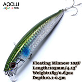 AOCLU Seabass Killer plūduriuojantis vobleris 105 mm 18g 0,1-0,5 m kietas masalas Minnow Jerk žvejybos masalas svorio perkėlimo ilgio užmetimo kabliukai